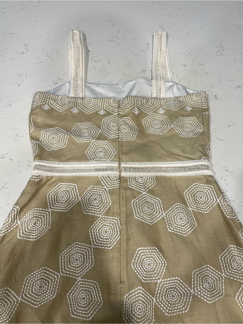 Alexis Delanna Ladder-stitch Mermaid Dress In Beige Embroidery Size Small - Picture 6 of 9